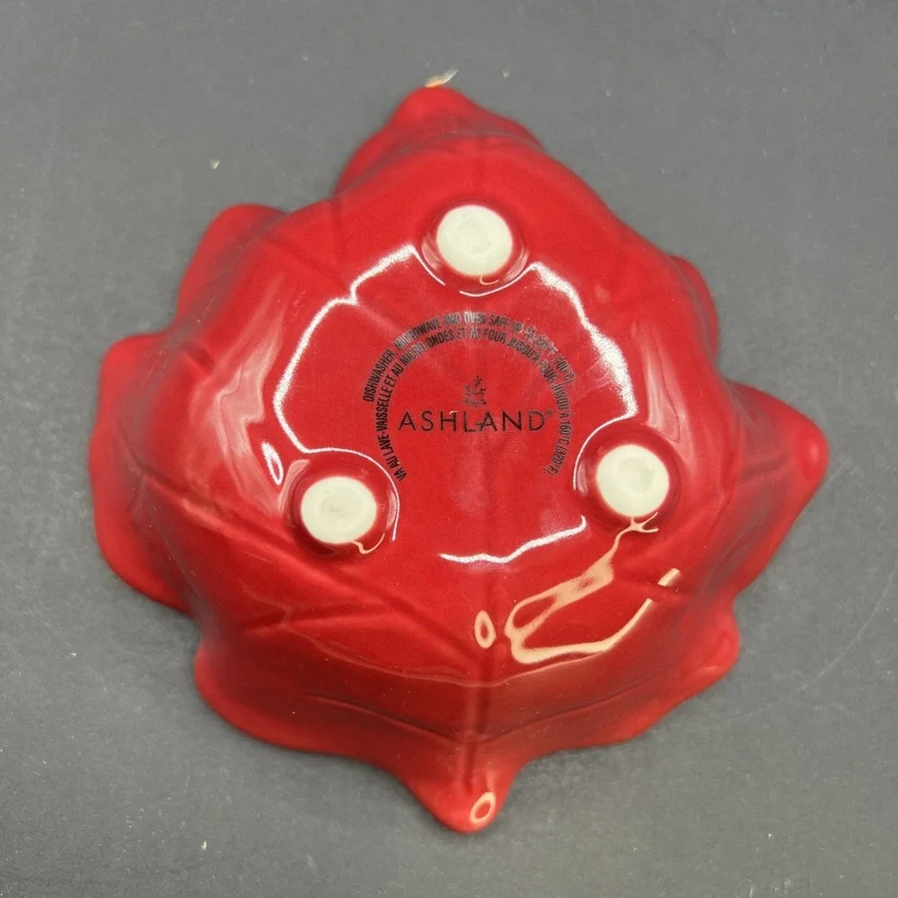 Ashland Maple Leaf Footed Bowl‎ Dish Red Ceramic